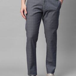 GENIPS Men Cotton Stretchable Checked Slim Fit Trousers-image-75