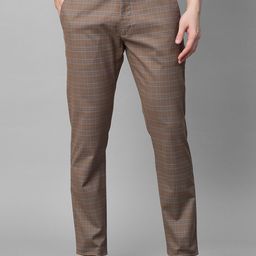 GENIPS Men Cotton Stretchable Checked Slim Fit Trousers-image-74