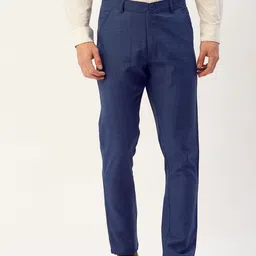 JAINISH Men Checked Pure Cotton Tapered Fit Formal Trousers-image-30