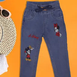 A-Okay Kids Grey Embroidered Slim Fit Easy Wash Trousers-image-82