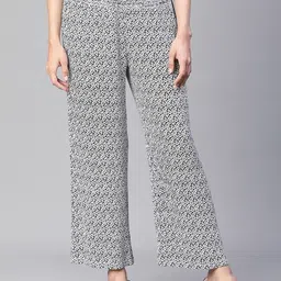 Oxolloxo Women Floral Print Elasticated High Waist Trousers-image-72