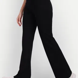 BROADSTAR Women Smart Flared High-Rise Stretchable Easy Wash Bootcut Trousers-picture-14