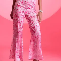 Kazo Women Abstract Printed High-Rise Easy Wash Trousers-picture-9