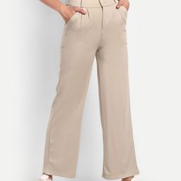 Next One Women Smart Loose fit High-Rise Easy Wash Cotton Formal Knitted Regular Trouser-image-92