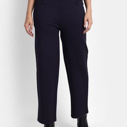 BROADSTAR Women Navy Blue Loose Fit High-Rise Easy Wash Trousers-picture-34