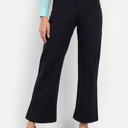 BROADSTAR Women Navy Blue Loose Fit High-Rise Easy Wash Trousers-53