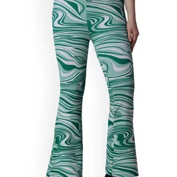 Popwings Women Smart Abstract Printed Low-Rise Easy Wash Bootcut Trousers-image-43
