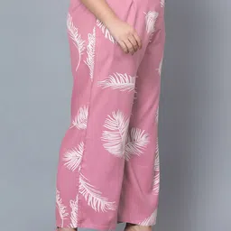 Indietoga Women Plus Size Tropical Printed Comfort Easy Wash Parallel Trousers-image-44