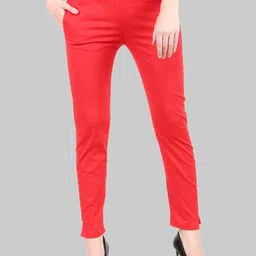 Popwings Women Relaxed Mid-Rise Easy Wash Stretchable Trousers-image-82