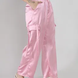 Campus Sutra Women Relaxed Easy Wash Mid-Rise Cargos Trousers-image-46