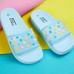 Fame Forever by Lifestyle Girls Blue & Pink Printed Rubber Sliders-image-87