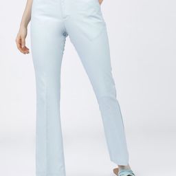 Tokyo Talkies Women Blue Straight Fit Bootcut Trousers-image-8
