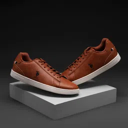 U S Polo Assn Men Contrast Sole Lace Up Sneakers-image-4