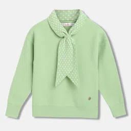 ELLE Girls Shawl Collar Pure Cotton Pullover-image-1