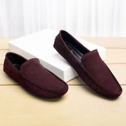 LOUIS STITCH Men Classic Handmade Suede Driving Loafers-image-96