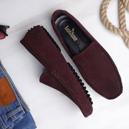 LOUIS STITCH Men Classic Handmade Suede Driving Loafers-image-93