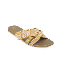 House of Pataudi Embellished Open Toe Flats-57
