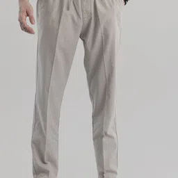 Snitch Grey Classic Loose Fit Mid-Rise Cotton Trousers-image-77