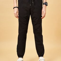People Men Black Mid Rise Cotton Joggers-image-95
