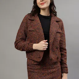 ELLE Textured Double-Breasted Comfort Fit Blazers-picture-16