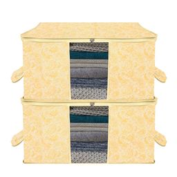 Kuber Industries Cream Coloured 2 Pieces Printed Underbed Storage Bag Organisers-image-24