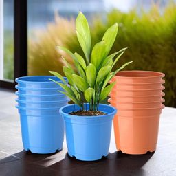 Kuber Industries 12Pc Blue & Orange Colored Lightweight Planters-42