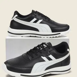 FAUSTO Men Black Colourblocked Lightweight Sneakers-picture-42