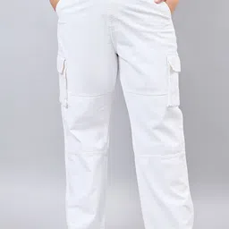 Style Quotient Women Plus Size White Relaxed Fit High Rise Cargos-picture-25