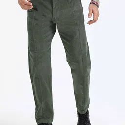 Italian Colony Men Tailored Tapered Fit Corduroy Cargos Trousers-image-89