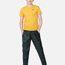 Gini and Jony Boys Navy Blue Camouflage Printed Cargos Trousers-image-38