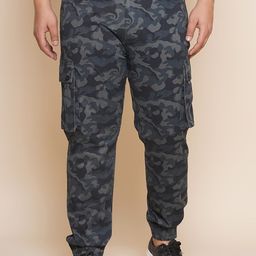 John Pride Plus Size Men Mid-Rise Camouflage Printed Cargos Trousers-picture-1