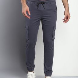 Dennis Lingo Men Grey Tapered Fit Cotton Cargo Joggers-image-17