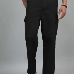 SILISOUL Men Relaxed Loose Fit Cargos Trousers-image-77