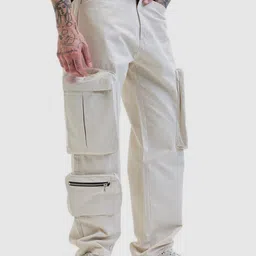 Snitch Men Relaxed Loose Fit Cargos Trousers-image-87