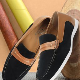 Carlton London Men Colourblocked Lightweight Leather Penny Loafers-32