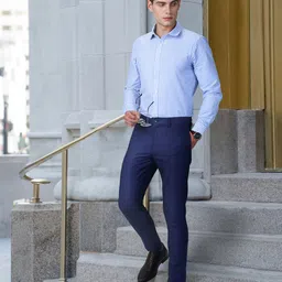 INVICTUS Men Navy Blue Slim Fit Work Essential Trousers-image-55