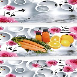 REVEXO Grey & Pink 3 Pieces Printed Water Resistant Fridge Mats-3