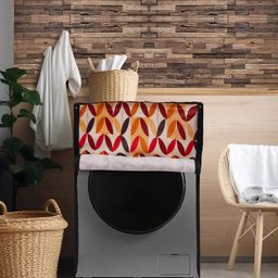 DREAM CARE Coffee Brown & Yellow Printed Waterproof Front Load Washing Machine Cover-image-32