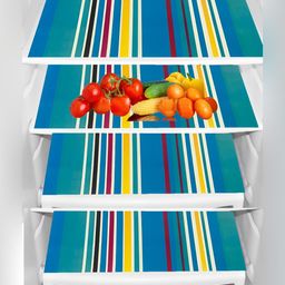 REVEXO Blue & Yellow 4 Pieces Printed Water Resistant Fridge Mats-26