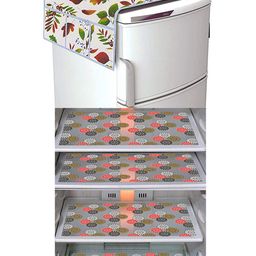Dakshya Industries White & Green 5 Pieces Printed Fridge Cover & Mats-image-85