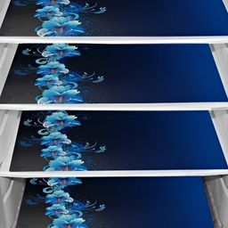 REVEXO Blue 4 Pieces Printed Fridge Mats-16