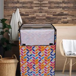 DREAM CARE Yellow & White Printed Waterproof Top Load Washing Machine Cover-50