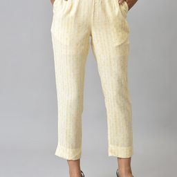 AURELIA Women Off White Striped Cigarette Trousers-image-29
