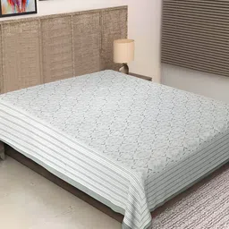 Texstylers Grey Floral 250 TC Single Bedsheet with Pillow Covers-image-30