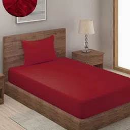 SOKNACK Maroon Striped 300 TC Queen Bedsheet with 1 Pillow Covers-image-58