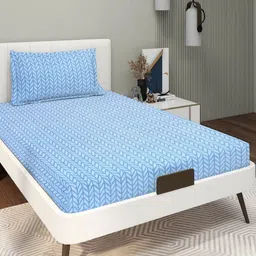 RD TREND Blue 210 TC Single Bedsheet with 1 Pillow Covers-image-32