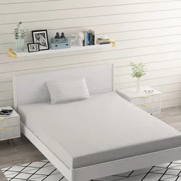 BELVOSTUM Grey Striped Microfiber 220 TC Single Bedsheet &1 Pillow Cover-image-46