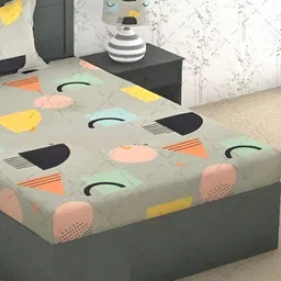 RRC Pink & Grey Geometric 144 TC Single Bedsheet with 1 Pillow Covers-image-99