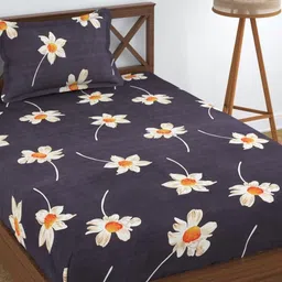 Innovative Edge Black 160 TC Single Bedsheet with 1 Pillow Covers-35