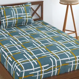 Innovative Edge Green 160 TC Single Bedsheet with 1 Pillow Covers-23